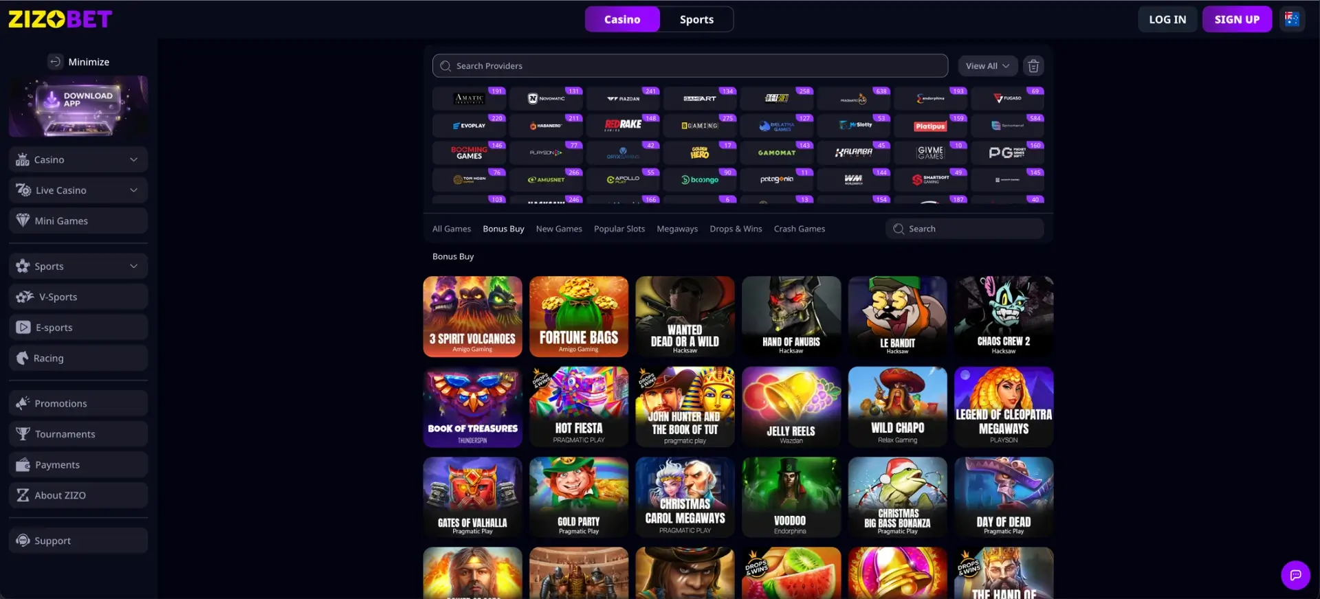 Bonus Buy pokies at Zizobet